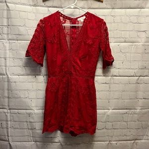 Socialite Red Lace Romper